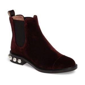 Louise et Cie Velvet Boots with Pearl Detail